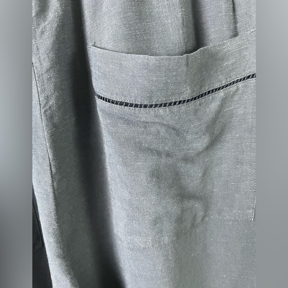 G. Label by Goop Seaside Wide Leg Viscose Linen Navy Office Wedding Resort Pant - Picture 8 of 16